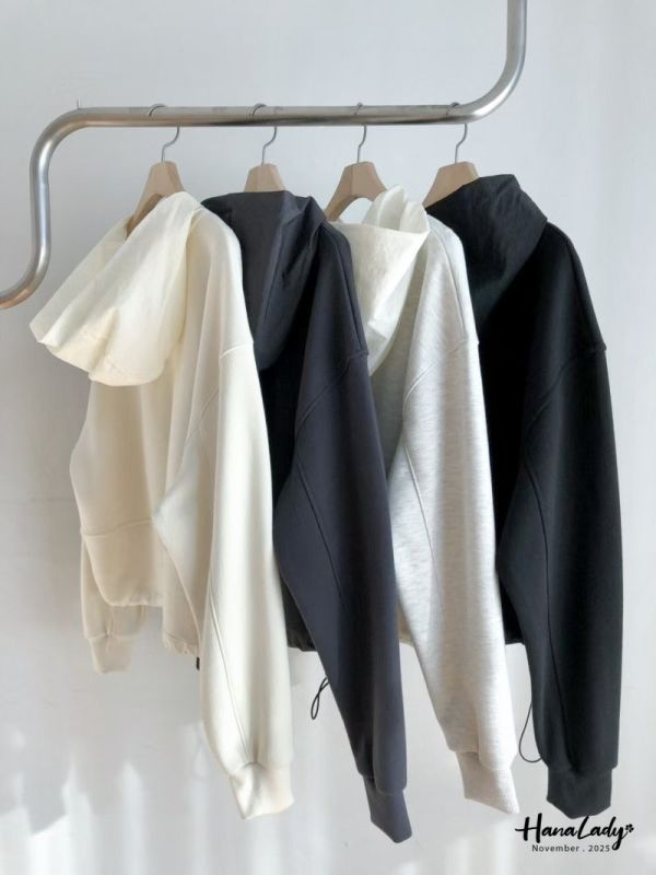 WJB02 異材質拼接休閒連帽外 