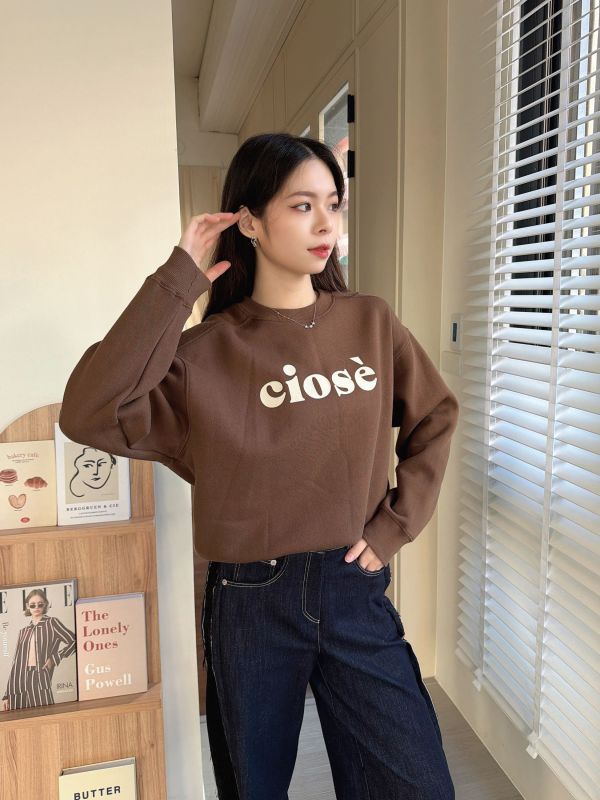 WQA75 麂皮字母內刷毛T恤 