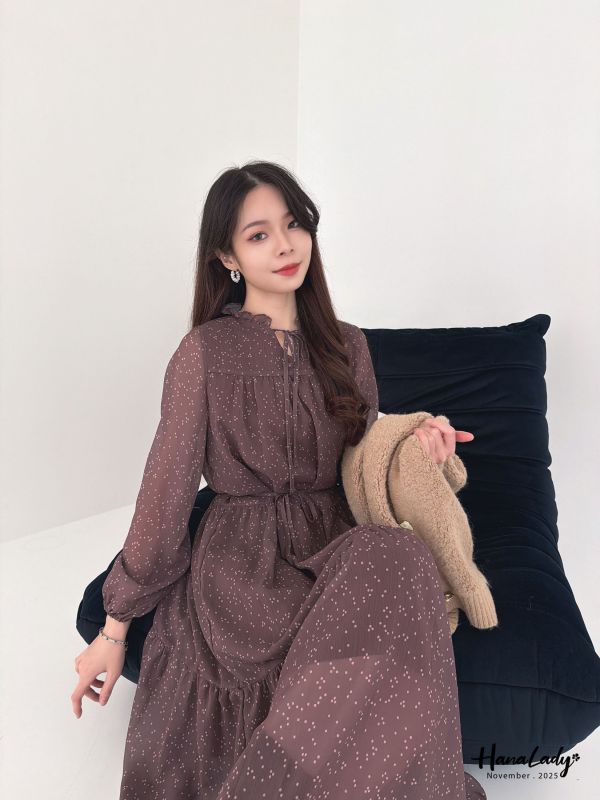 WJA95 復古波點層次長洋 