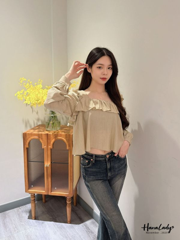 WJA57 微美荷葉方領上衣 