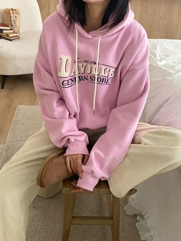 WQA01 羊羔毛字母馬卡龍刷毛帽T 