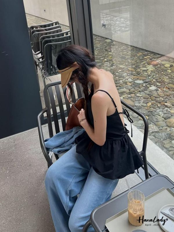 LFB08 美背綁結雲朵上衣 