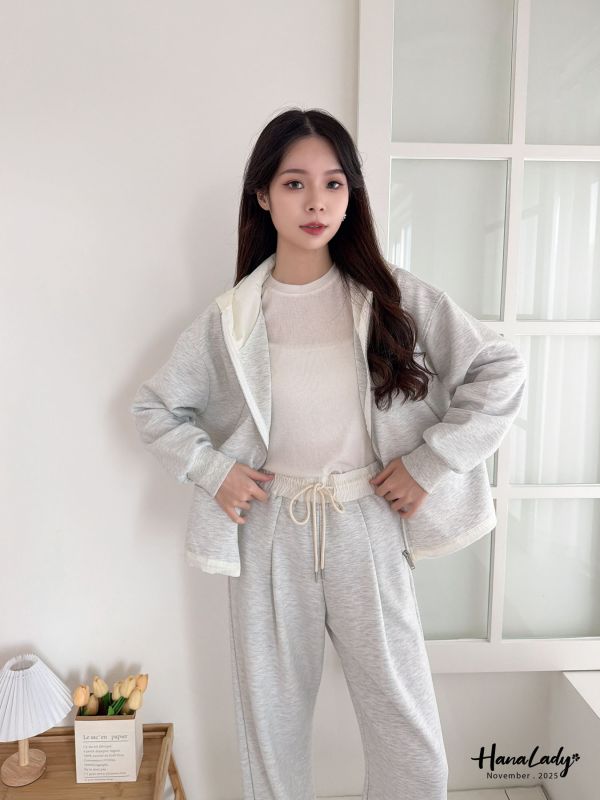 WJB02 異材質拼接休閒連帽外 