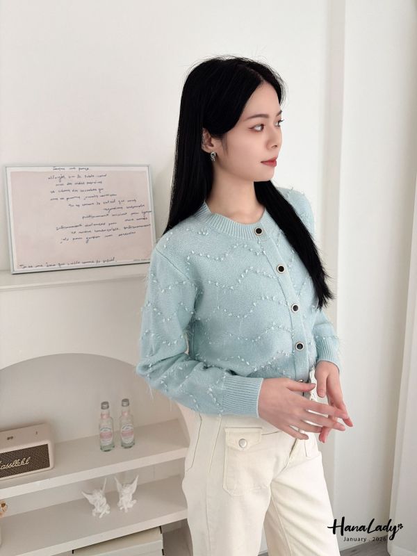 LEA34 金蔥細閃毛絲球球上衣 