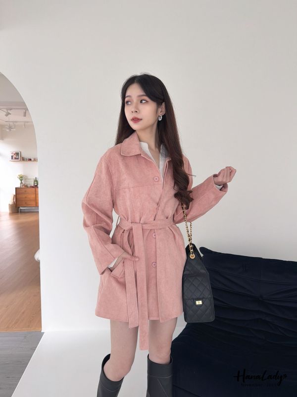 WJA92 秋冬必備簡約麂皮長版衫 