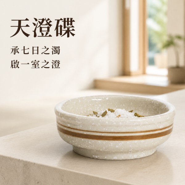 【弗貝多天澄碟】天澄化濁淨化鹽的專用承接之器｜承七日之濁，啟一室之澄 天澄碟,天澄化濁淨化鹽,淨化鹽碟,空間淨化,粗鹽碟,玄關擺設,臥室擺設,客廳擺設,辦公桌擺設,弗貝多