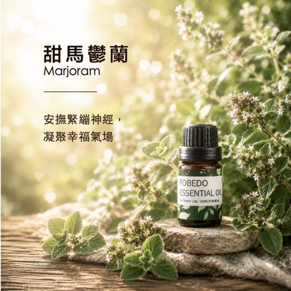甜馬鬱蘭 15ml｜Marjoram｜安撫緊繃神經，凝聚幸福氣場 弗貝多,甜馬鬱蘭精油,Sweet Marjoram,天然精油,安撫浮躁,沉靜思緒,溫暖草本,能量淨化,平衡身心,除穢