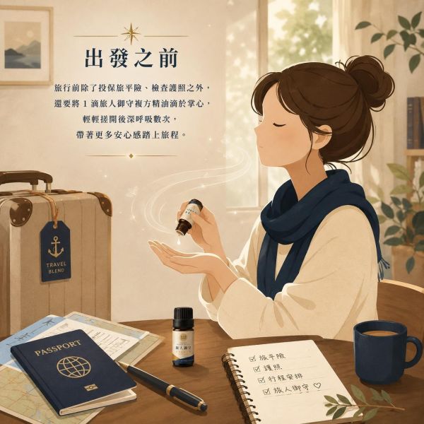 旅人御守複方精油 5ml｜Travel Blend｜適合長途交通、陌生環境與飯店住宿使用｜溫暖木質香氣打造旅行中的熟悉感與安定感 旅人御守複方精油,旅行精油,出國旅遊必備,日本自由行,商務差旅,長途飛行,旅行香氛,隨身精油,旅途定錨,弗貝多