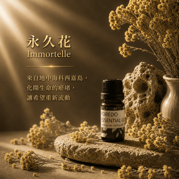 科西嘉永久花 5ml｜Immortelle｜化開生命的瘀堵，讓希望重新流動 永久花精油,科西嘉永久花,義大利酮,有機精油,化瘀精油,肌膚再生,弗貝多,FOBEDO