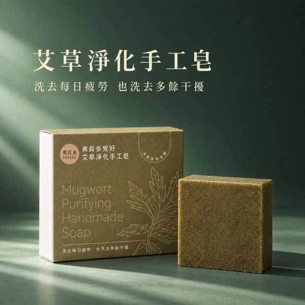 【艾草淨化手工皂】100g｜洗去每日疲勞 也洗去多餘干擾｜無午時水版本（新增 阿彌陀佛聖誕日特製皂） 艾草手工皂,淨化氣場,草本沐浴皂,潤澤不乾澀,日常潔淨,艾草淨化,驅邪手工皂,氣場清理,天然冷製皂,弗貝多