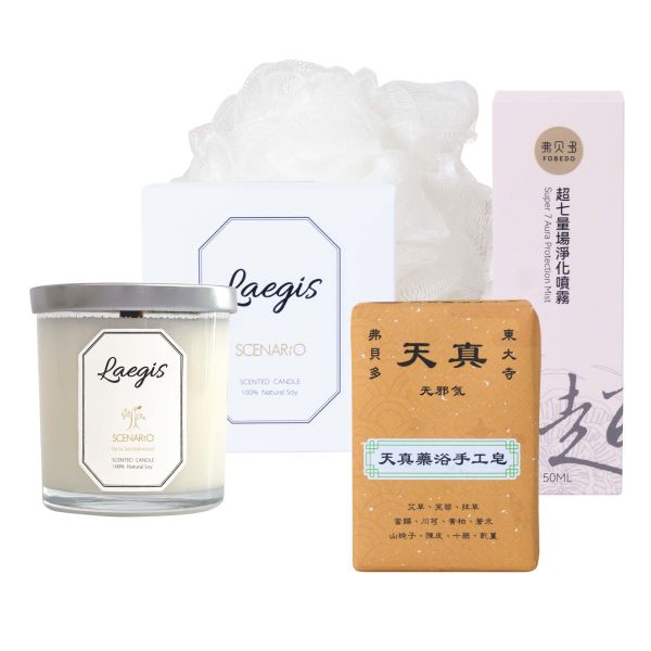 【弗貝多】高頻淨化組｜天真藥浴皂＋超七量場淨化午時水噴霧＋傲地沉檀香氛蠟燭＋泡沫沐浴球｜全方位高頻調理，洗去雜質、提升振動、安定深層，營造穩而不滯的能量環境 高頻淨化組,氣場清潔,能量調理,七脈輪噴霧,沉檀香氛蠟燭,天真藥浴皂,頻率穩定,療癒師推薦,空間穩場,弗貝多