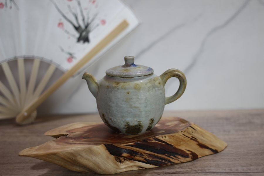 上釉 柴燒落灰茶壺-葉敏祥老師 
