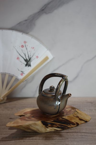 柴燒 天目釉 提樑茶壺-葉敏祥老師 