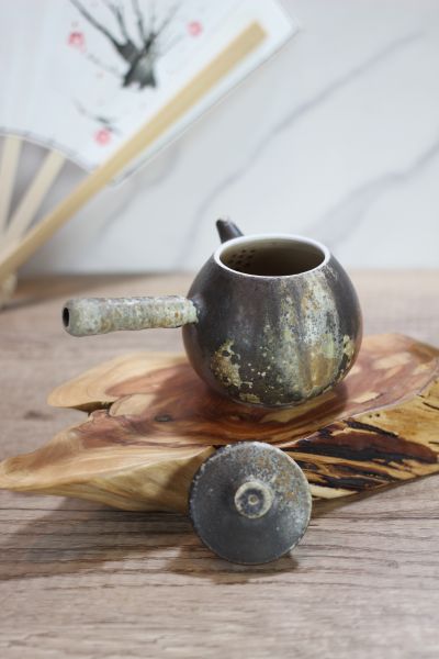 天然落灰 柴燒側把茶壺-葉敏祥老師 