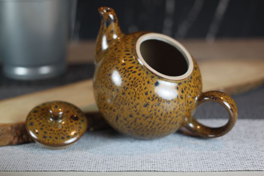 豹紋 天目釉 一茶壺兩杯組 鶯歌名家葉敏祥作 240ml 