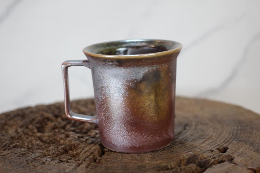 240ml 柴燒古銅金 方韻杯 咖啡杯 台灣鶯歌製 