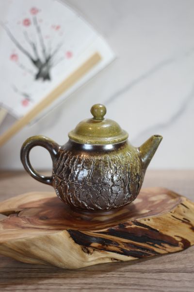 天然落灰 柴燒爆裂紋茶壺-葉敏祥老師 