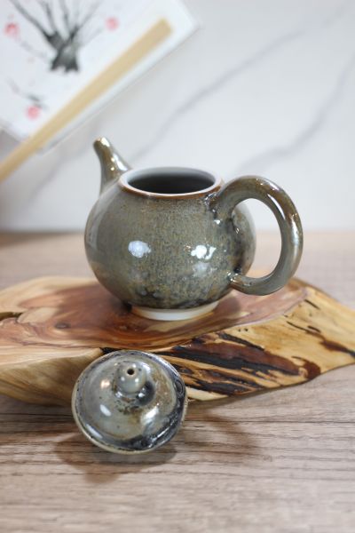 天目釉 柴燒大耳茶壺-葉敏祥老師 