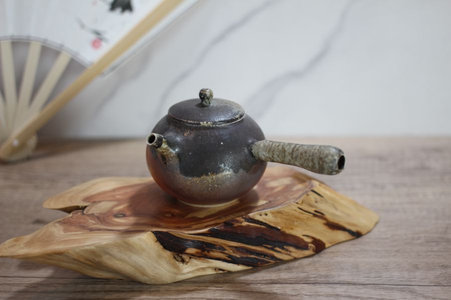 天然落灰 柴燒側把茶壺-葉敏祥老師 