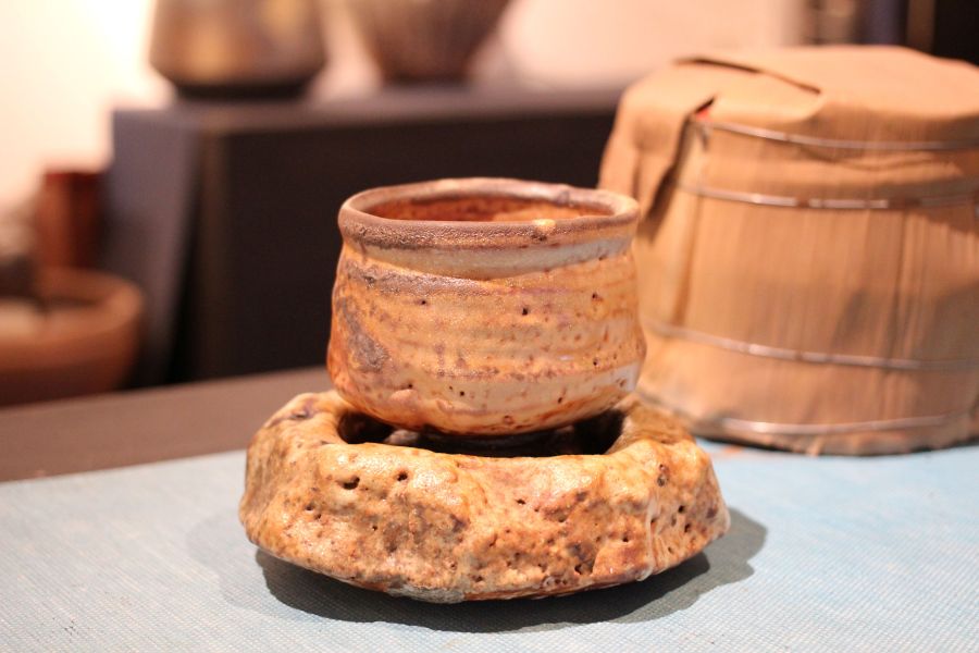 志野釉 柴燒茶碗-張膺康老師 