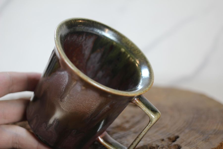 240ml 柴燒古銅金 方韻杯 咖啡杯 台灣鶯歌製 