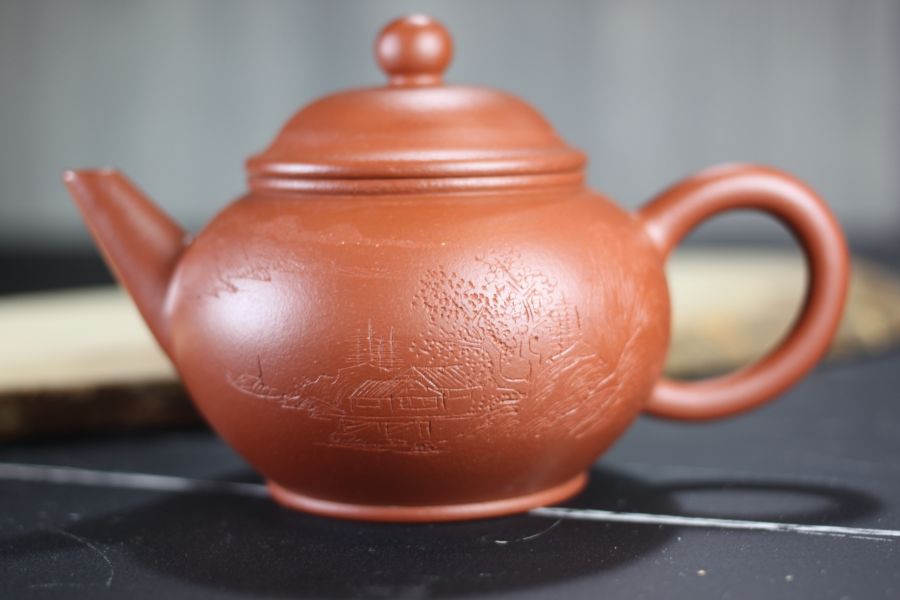水平 小紅泥 宜興紫砂 吳倩助工製 180ml 