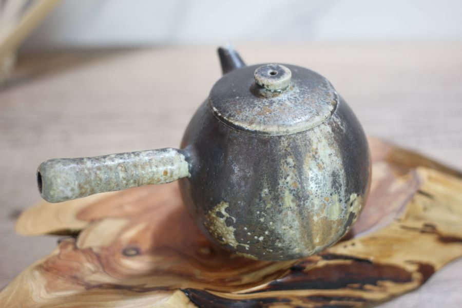 天然落灰 柴燒側把茶壺-葉敏祥老師 