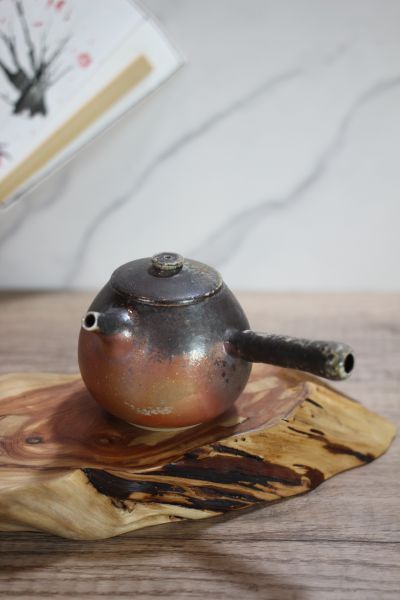天然落灰 柴燒側把茶壺-葉敏祥老師 