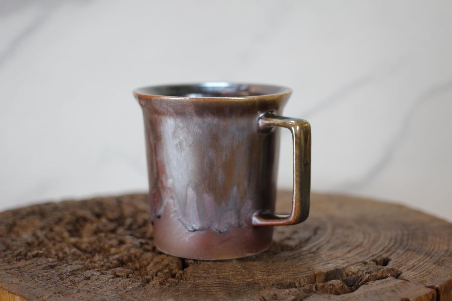 柴燒古銅金 方韻杯 咖啡杯 台灣鶯歌製 