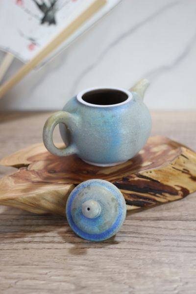 孔雀藍 柴燒茶壺-葉敏祥老師 