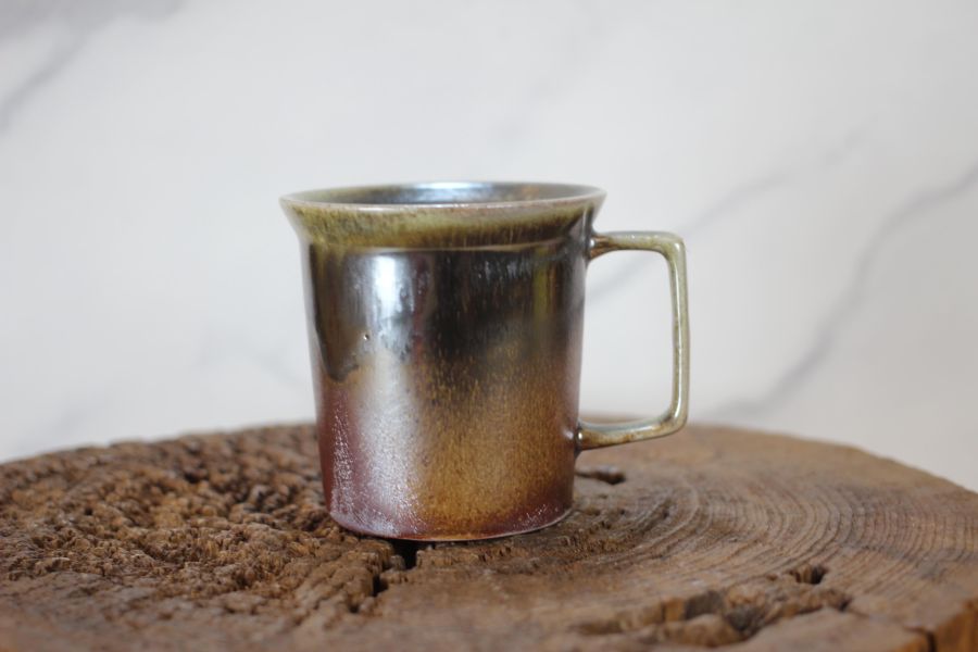 240ml 柴燒古銅金 方韻杯 咖啡杯 台灣鶯歌製 