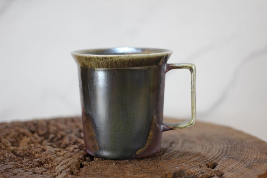 柴燒古銅金 方韻杯 咖啡杯 台灣鶯歌製 