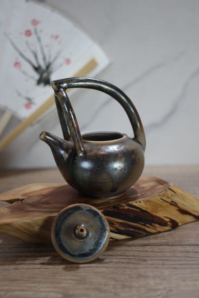 柴燒 天目釉 提樑茶壺-葉敏祥老師 