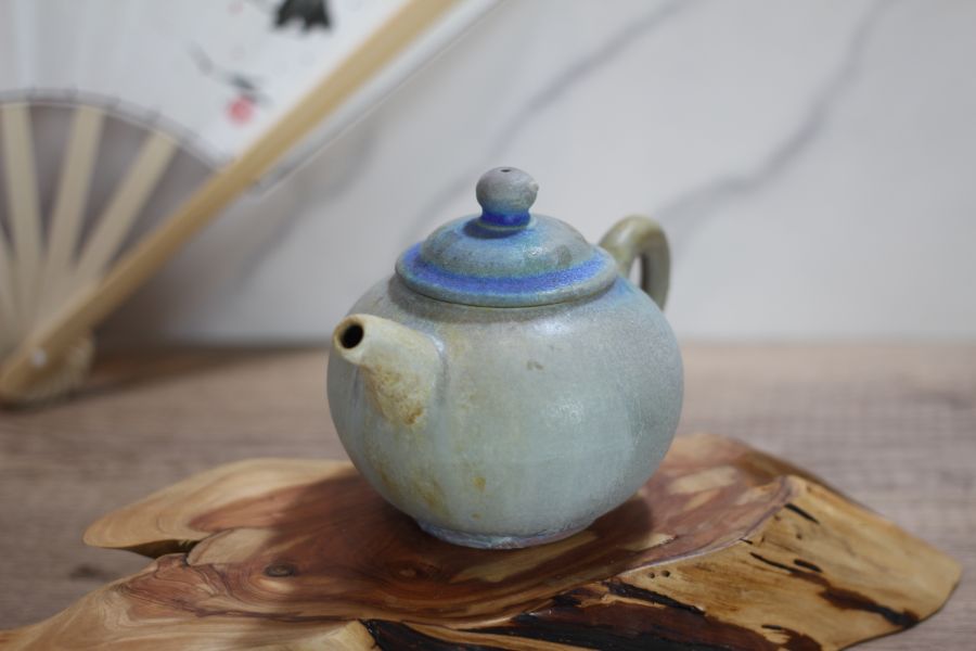 孔雀藍 柴燒茶壺-葉敏祥老師 