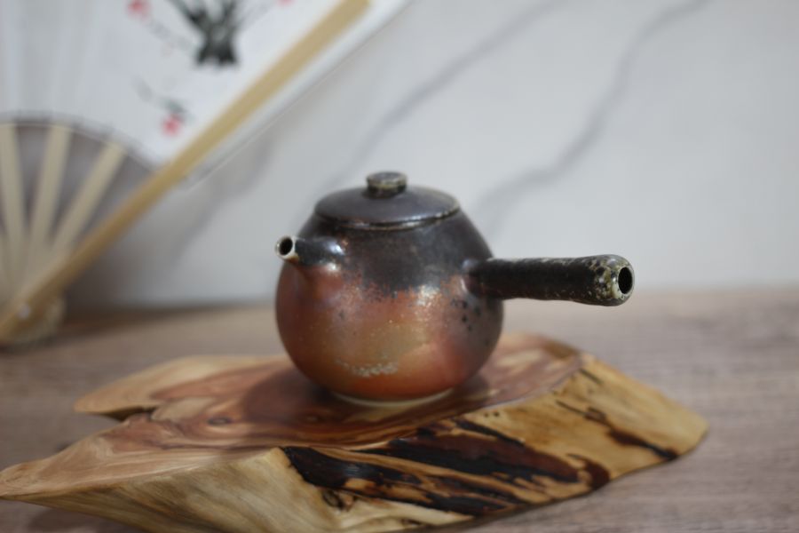 天然落灰 柴燒側把茶壺-葉敏祥老師 