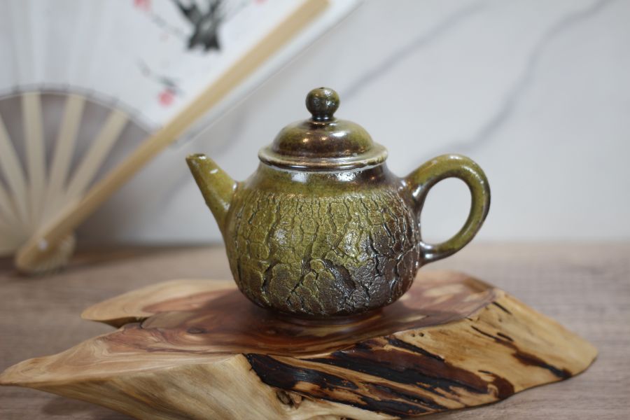天然落灰 柴燒爆裂紋茶壺-葉敏祥老師 