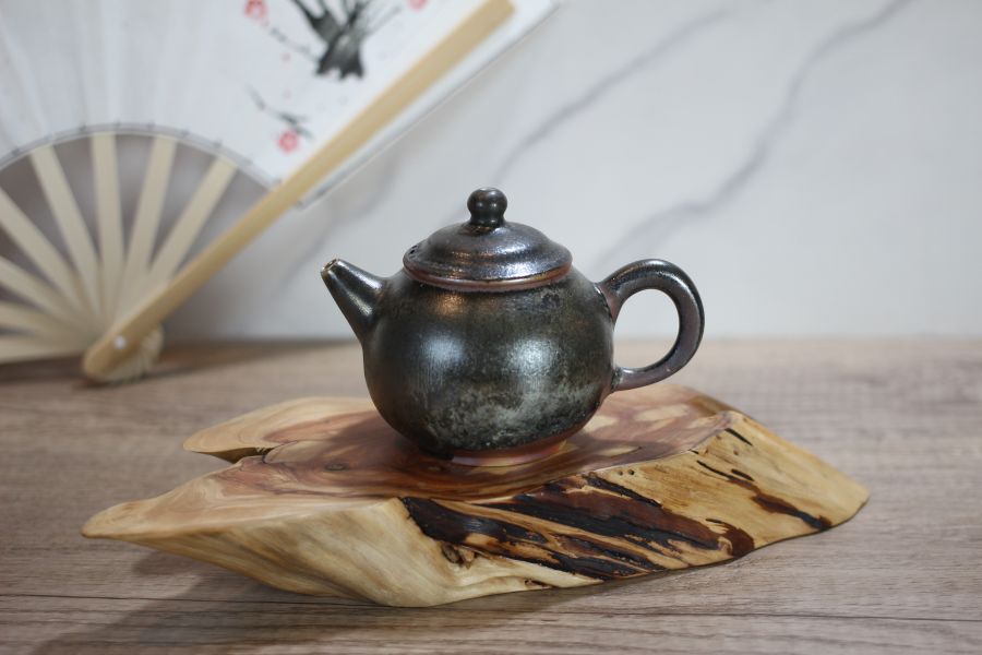 天目釉 柴燒茶壺-葉敏祥老師 
