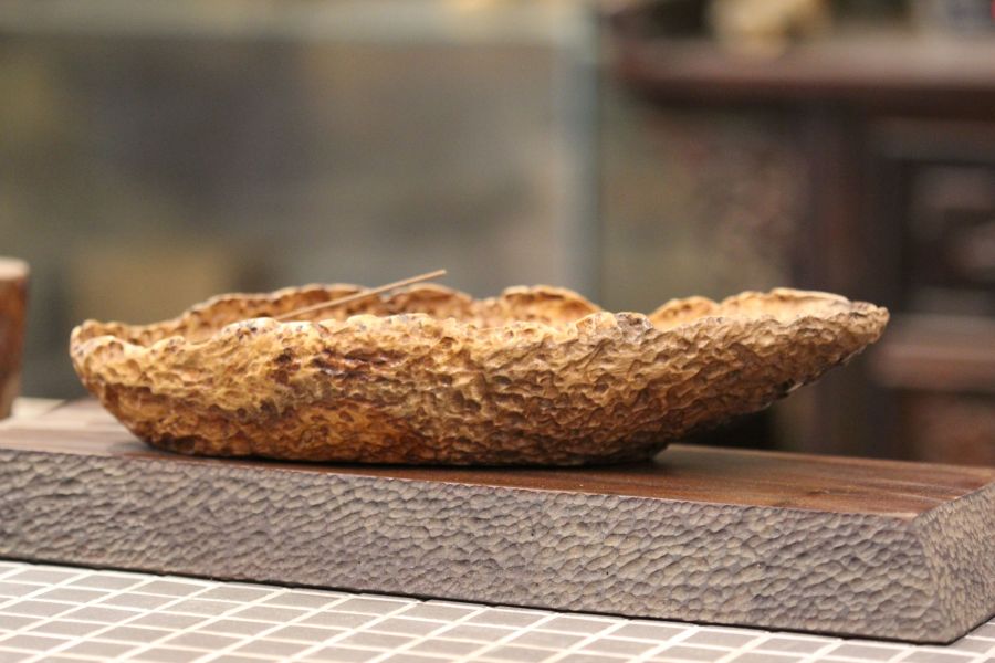 樟木 雕刻臥香座 點心盤 三峽日月坊出品 