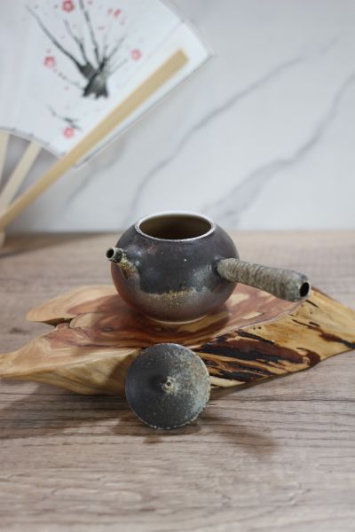 天然落灰 柴燒側把茶壺-葉敏祥老師 