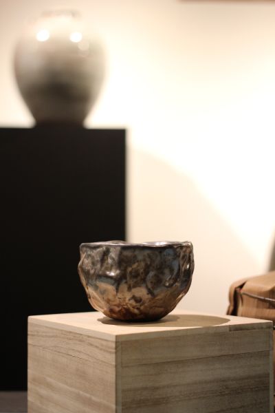 志野釉 柴燒手捏紋茶碗-張膺康老師 