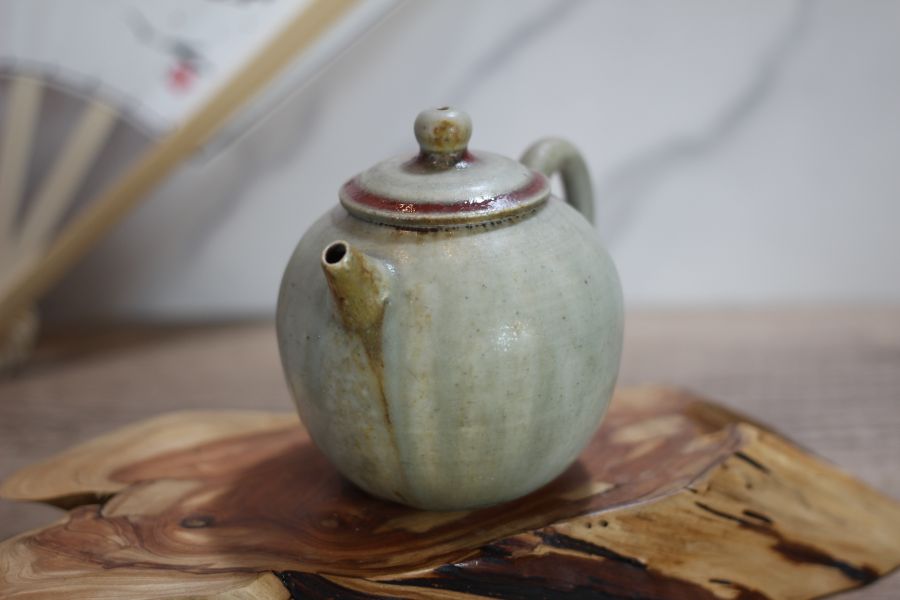 鈞釉 柴燒梨型茶壺-葉敏祥老師 