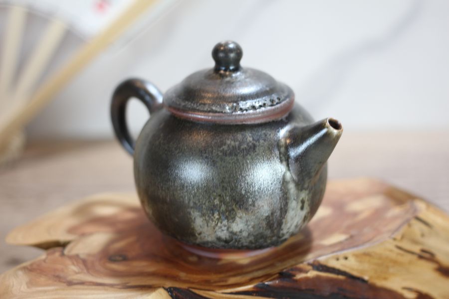天目釉 柴燒茶壺-葉敏祥老師 