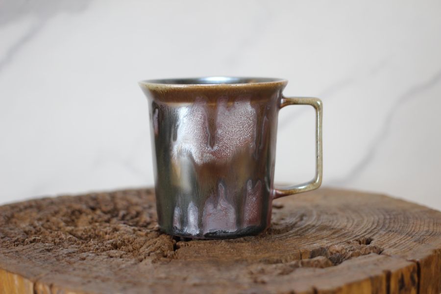 240ml 柴燒古銅金 方韻杯 咖啡杯 台灣鶯歌製 