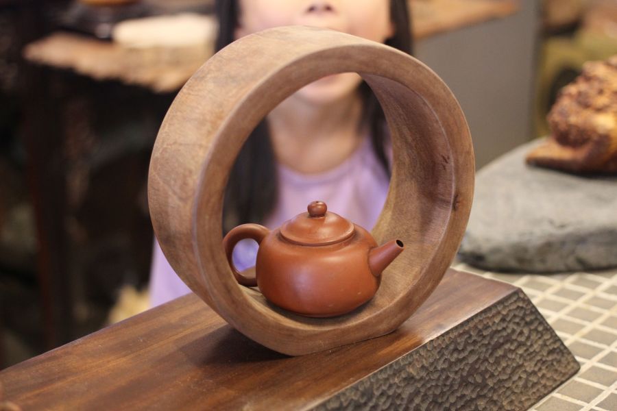 樟木 圓形簍空立飾 三峽日月坊出品 