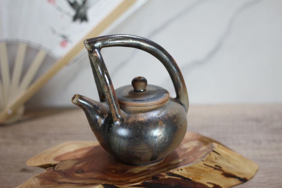 柴燒 天目釉 提樑茶壺-葉敏祥老師 