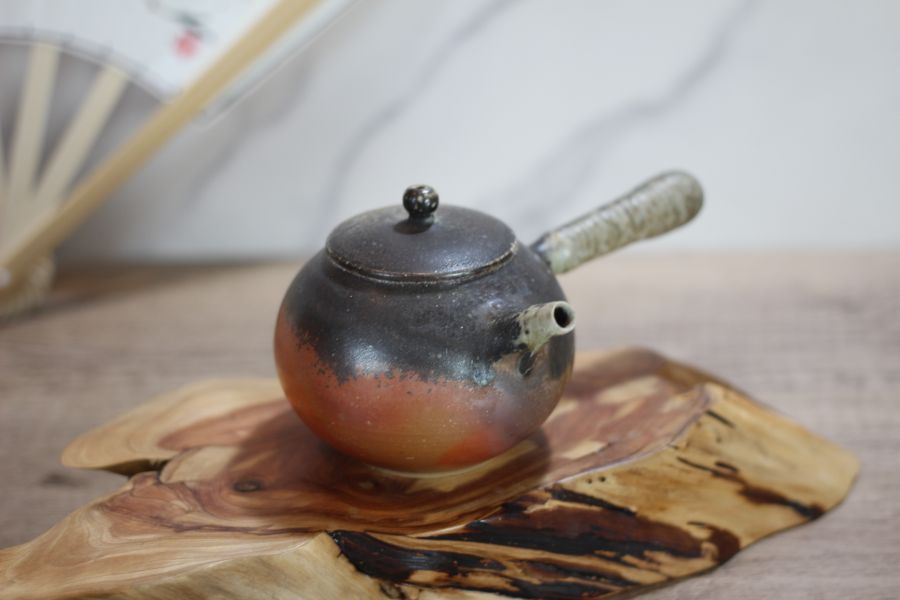天然落灰 柴燒側把茶壺-葉敏祥老師 