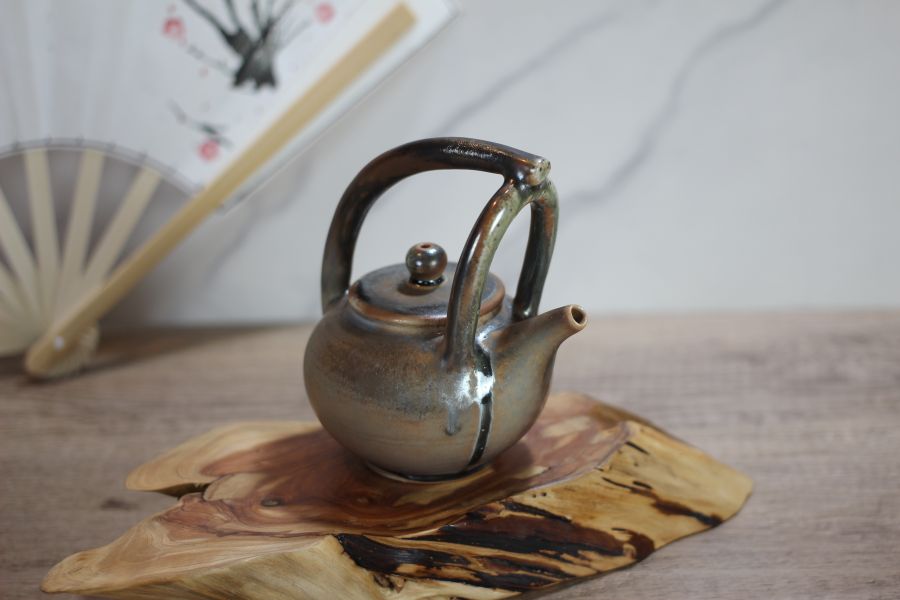 柴燒 天目釉 提樑茶壺-葉敏祥老師 