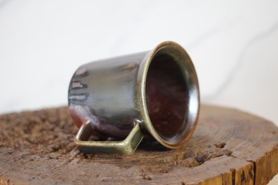 240ml 柴燒古銅金 方韻杯 咖啡杯 台灣鶯歌製 