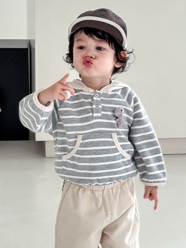 預購秋款男女童恐龍連帽套裝-尺寸73-120 