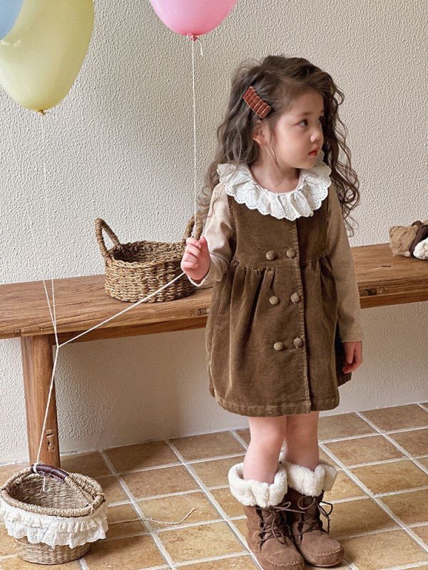 預購秋冬款女童甜美連衣裙套裝尺寸80-130 